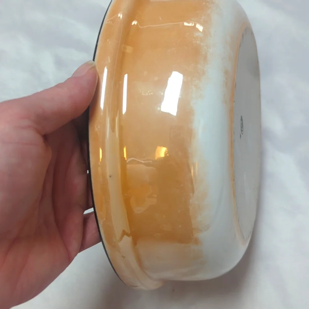 Royal Rochester Fraunfelter China Orange Lusterware Floral Covered Casserole SEE